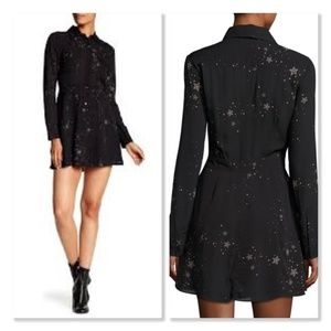A.L.C “Pedro” Black Star 100% Silk Shirt Dress 10. Fits like an 8